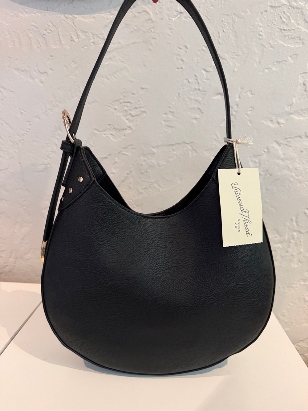 Universal Thread Black Crescent Shoulder Bag with Gold Hardware